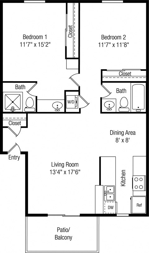 Papago Crossing in Phoenix, Arizona 2x2 Reno Floor Plan